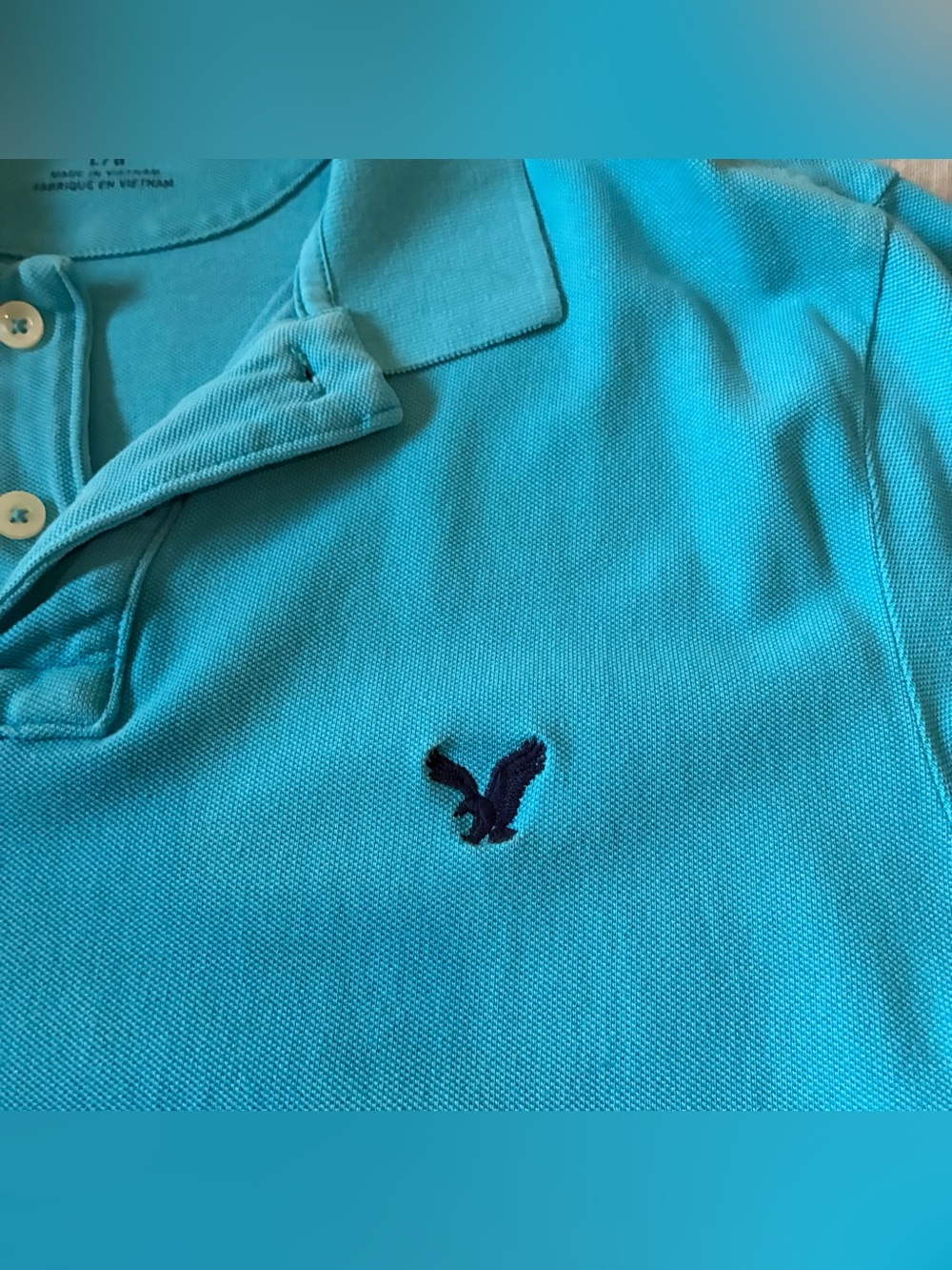 Men’s American Eagle Outfitters Aqua Blue Polo Shirt - Picture 4 of 6